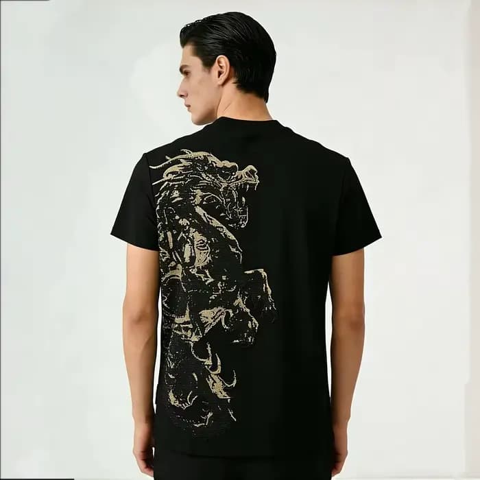 T-shirt homme Alex Plein en coton de luxe à col rond et manches courtes