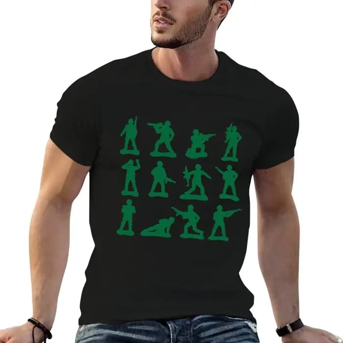 T-shirt à manches courtes avec graphismes Army Man, chemise de travail utilitaire