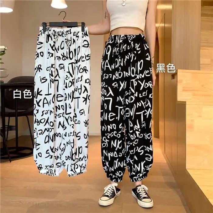 Pantalon de jogging pour femme à imprimé lettres graffiti