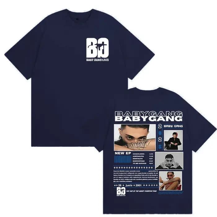 Rappeur bébé Gang Tour 2025 Merch t-shirts hommes Style rétro gothique à manches courtes T-shirt Hip Hop vêtements