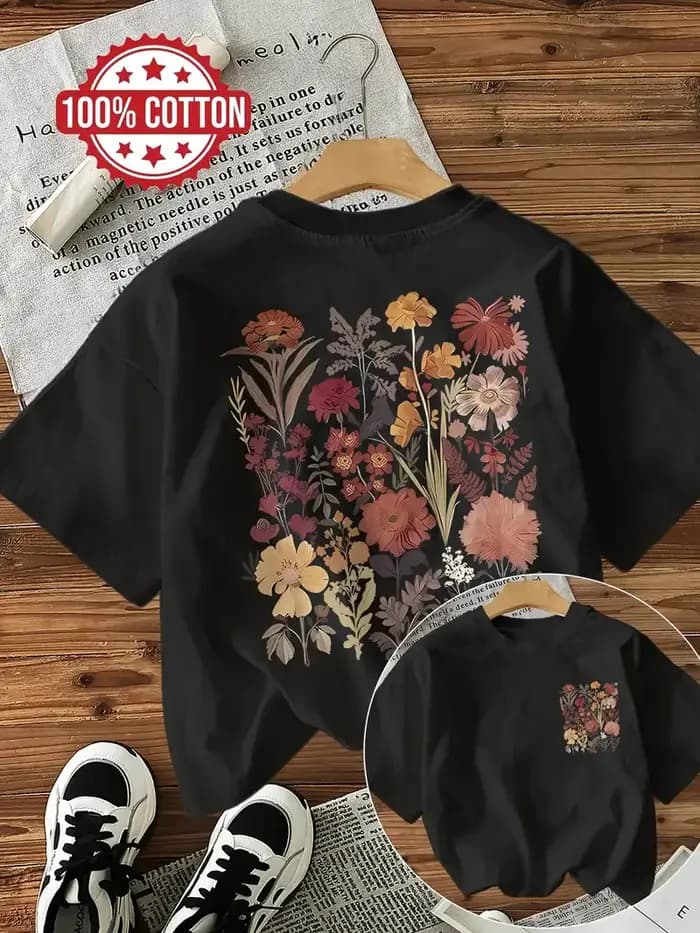 Fleur 100% coton Y2k T-Shirt femme drôle t-shirts Egirl mode coréenne graphique t-shirts hauts femme