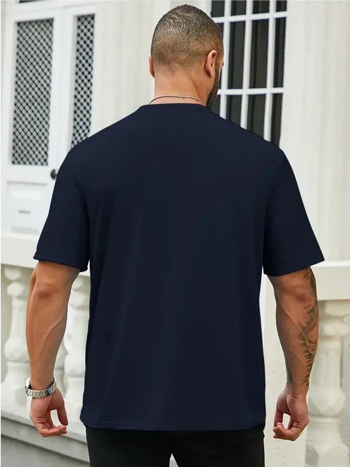 Été hommes 100% coton aigle Logo imprimé hauts de sport décontracté à la mode ample surdimensionné col rond à manches courtes T-shirt