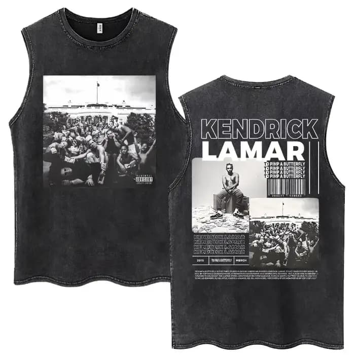 Débardeur Vintage délavé rappeur Kendrick Lamar Album pour hommes