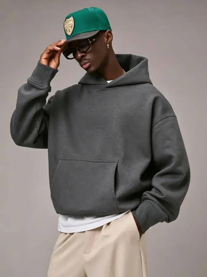 Sweat à capuche oversize uni pour homme