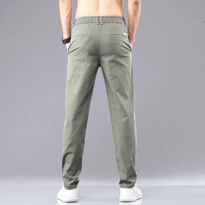 6 couleurs été hommes classique coton couleur unie mode affaires pantalons décontractés taille élastique
