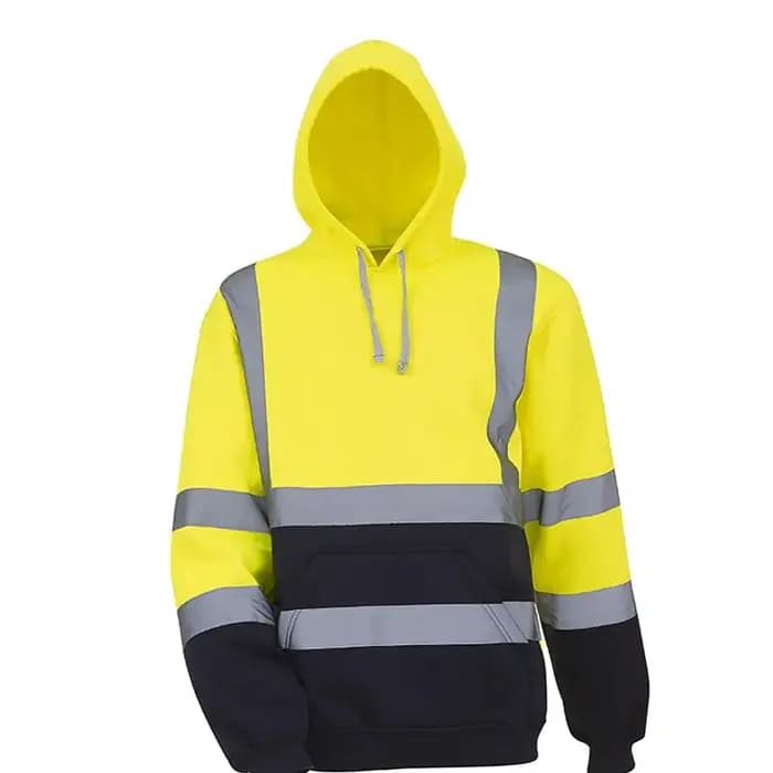 Hi Vis – sweat à capuche avec poche pour homme, haut à cordon de serrage, pour travaux de Construction, urgence sur la route