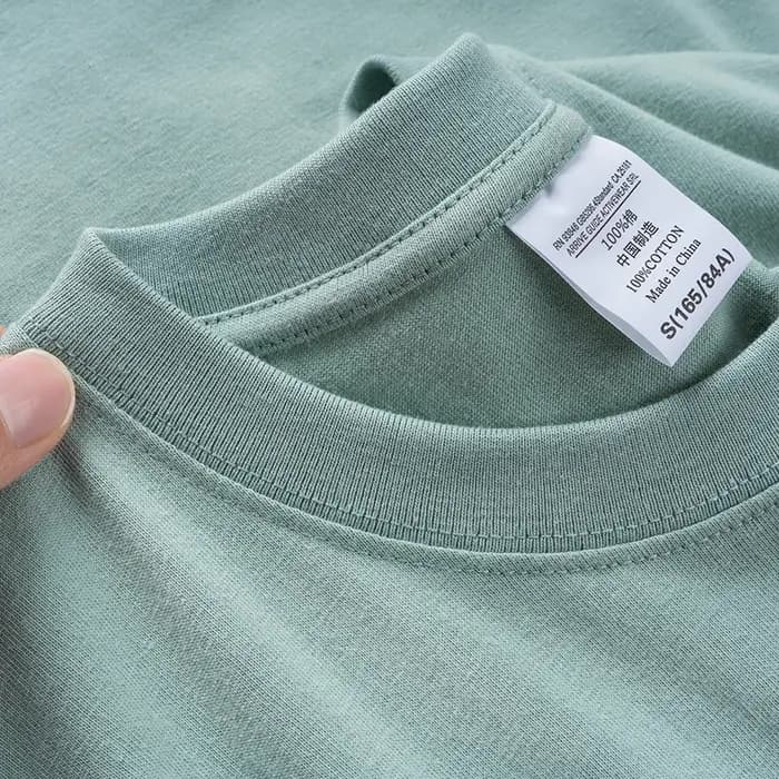 T-shirt rétro kaki en pur coton pour hommes, 600G, lourd, Style minimaliste, ample, décontracté, man