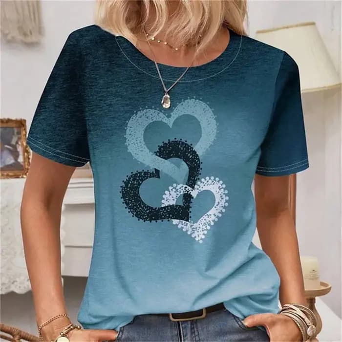 T-shirt à motif d'amour de coeur pour les femmes