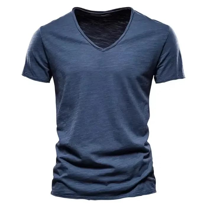 2025 nouvelle marque qualité 100% coton hommes T-shirt col en v Design de mode coupe ajustée T-shirts
