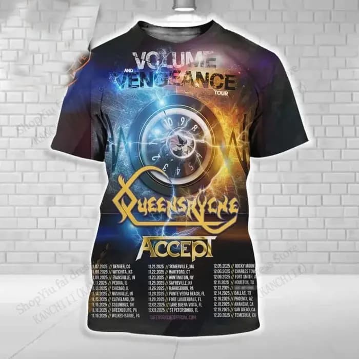 Nouveau accepter Rock Band Tour impression 3d T-shirt hommes femmes mode grande taille Hip Hop hauts t-shirts à manches