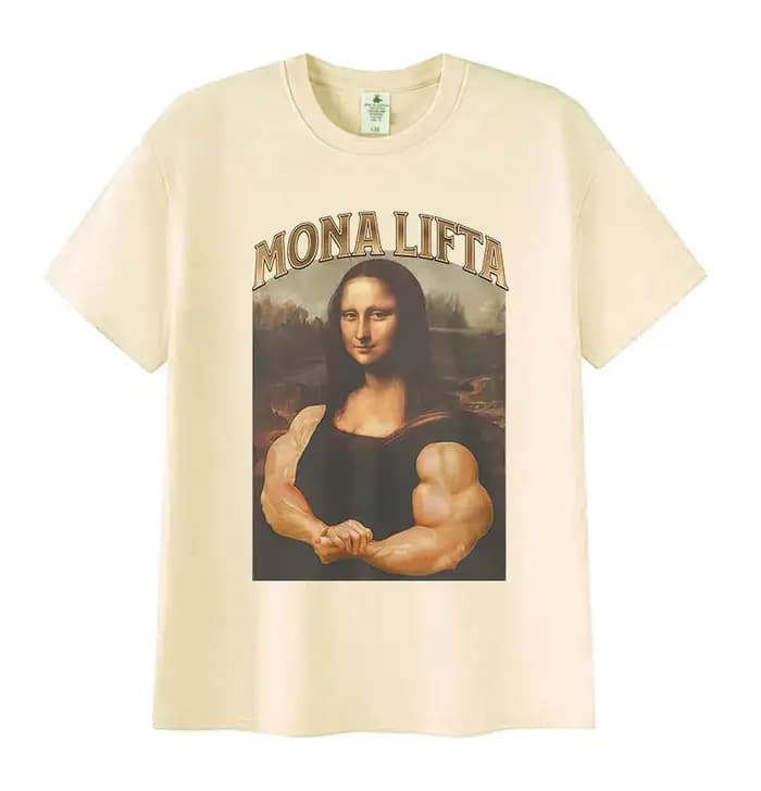 Mona Lifta Funny Gym Graphic T-shirt Homme Femme Vintage Haute Qualité