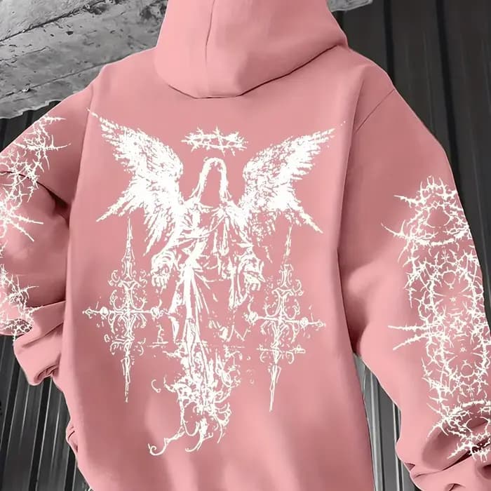 Sweat à capuche unisexe décontracté à manches longues, coupe régulière, imprimé graffiti épineux Ang