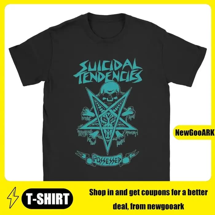"Tendances suicidaires" T-Shirts imprimés personnalisés hommes T-Shirts en coton col rond manches co