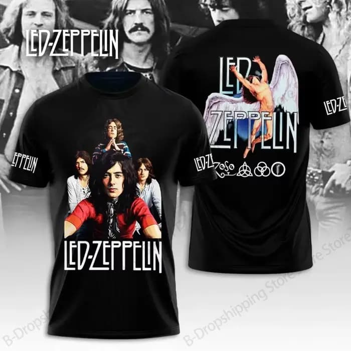 Nouveau T-shirt imprimé en 3D vintage Led Zeppelin pour hommes et femmes
