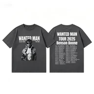 T-shirts Benson Boone Wanted Man Tour pour hommes et femmes, T-shirt vintage à manches courtes 2026F