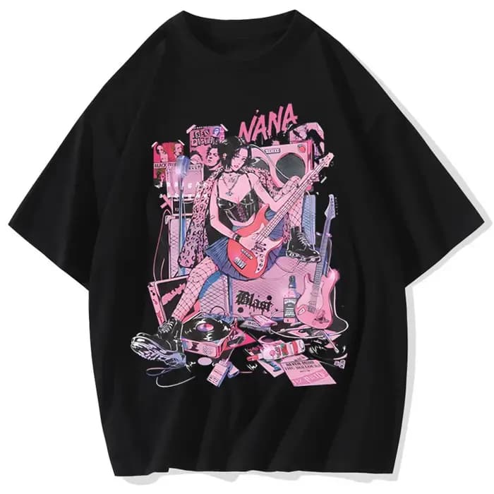 T-shirt vintage imprimé Nana Osaki, style anime japonais, streetwear Harajuku, t-shirt graphique, t-