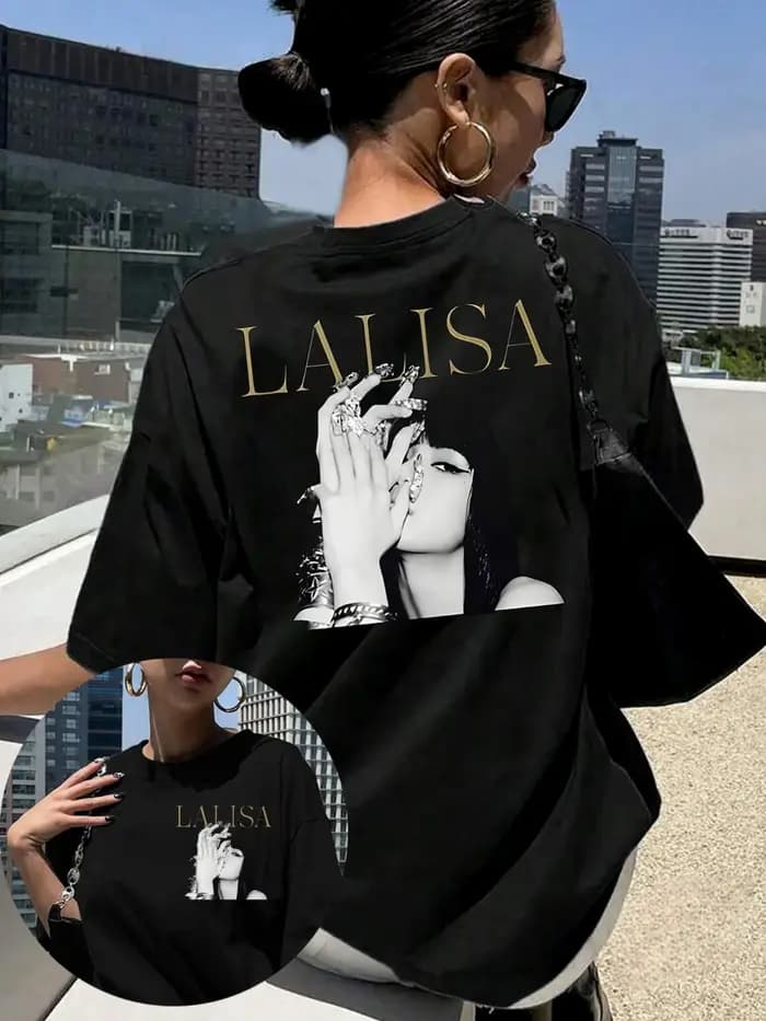 T-shirt à imprimé lettres pour femmes LALISA
