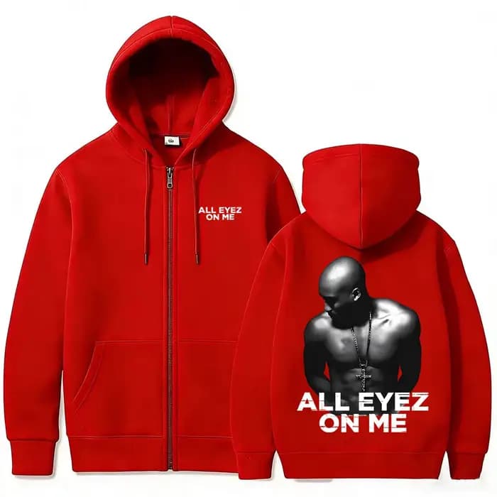 Sweat à capuche zippé Rapper Tupac 2pac All Eyez on Me pour hommes et femmes