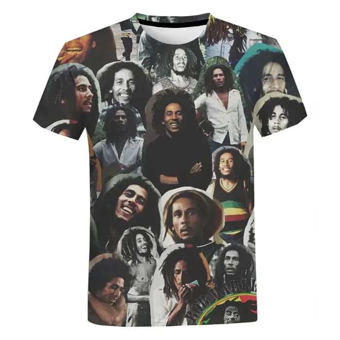T-shirt unisexe à manches courtes Bob Marley Reggae Respzed pour hommes et femmes