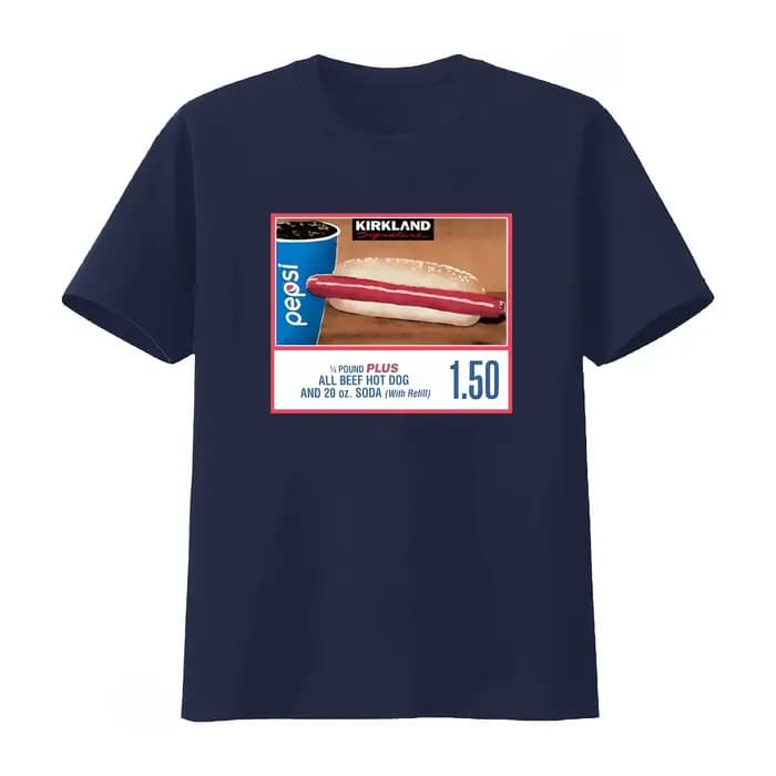 T-shirt Meme Costco Hotdog avec design Hot Dog tout bœuf de plus de 1