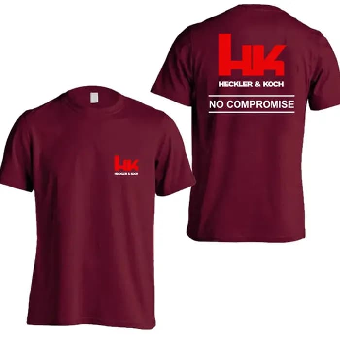 HK Logo Heckler Koch No Compromise T-shirt d'été en coton à manches courtes pour hommes et femmes