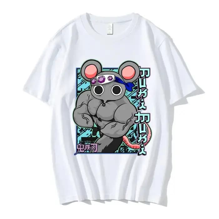 T-shirt unisexe en coton, streetwear, drôle, manga musclé Ninja souris Muki Gym T Shirt Anime Demon