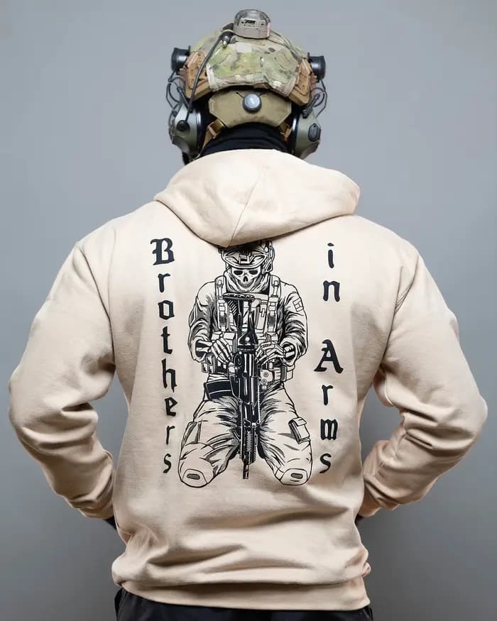 Brothers in Arms _ Sweat à capuche en coton graphique de luxe haut de gamme