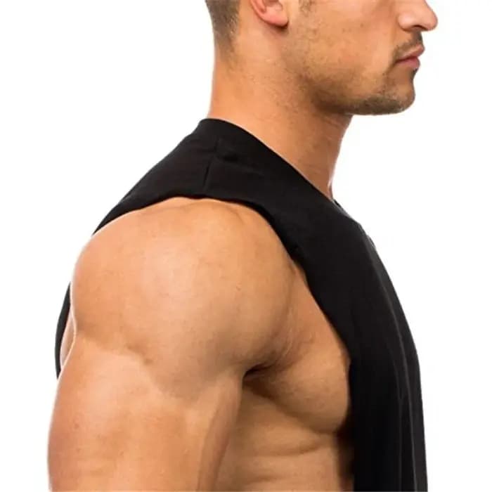 Marque juste vêtements de sport Fitness hommes côtés coupés T-shirts trous de bras tombés débardeurs de musculation entraînement gilet sans manches