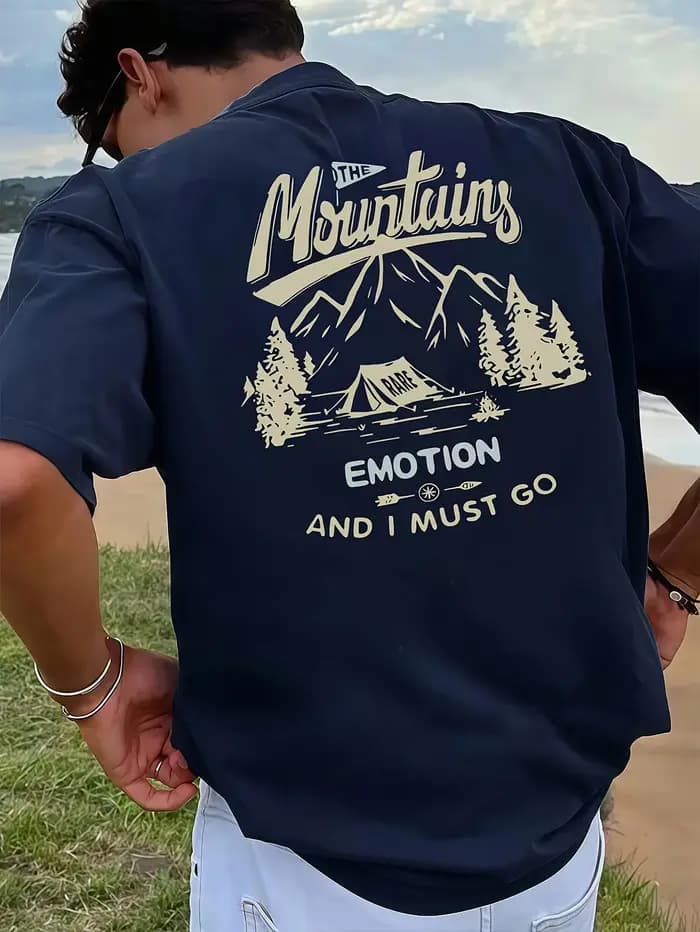 T-shirt pour homme de style rétro pour le camping en montagne