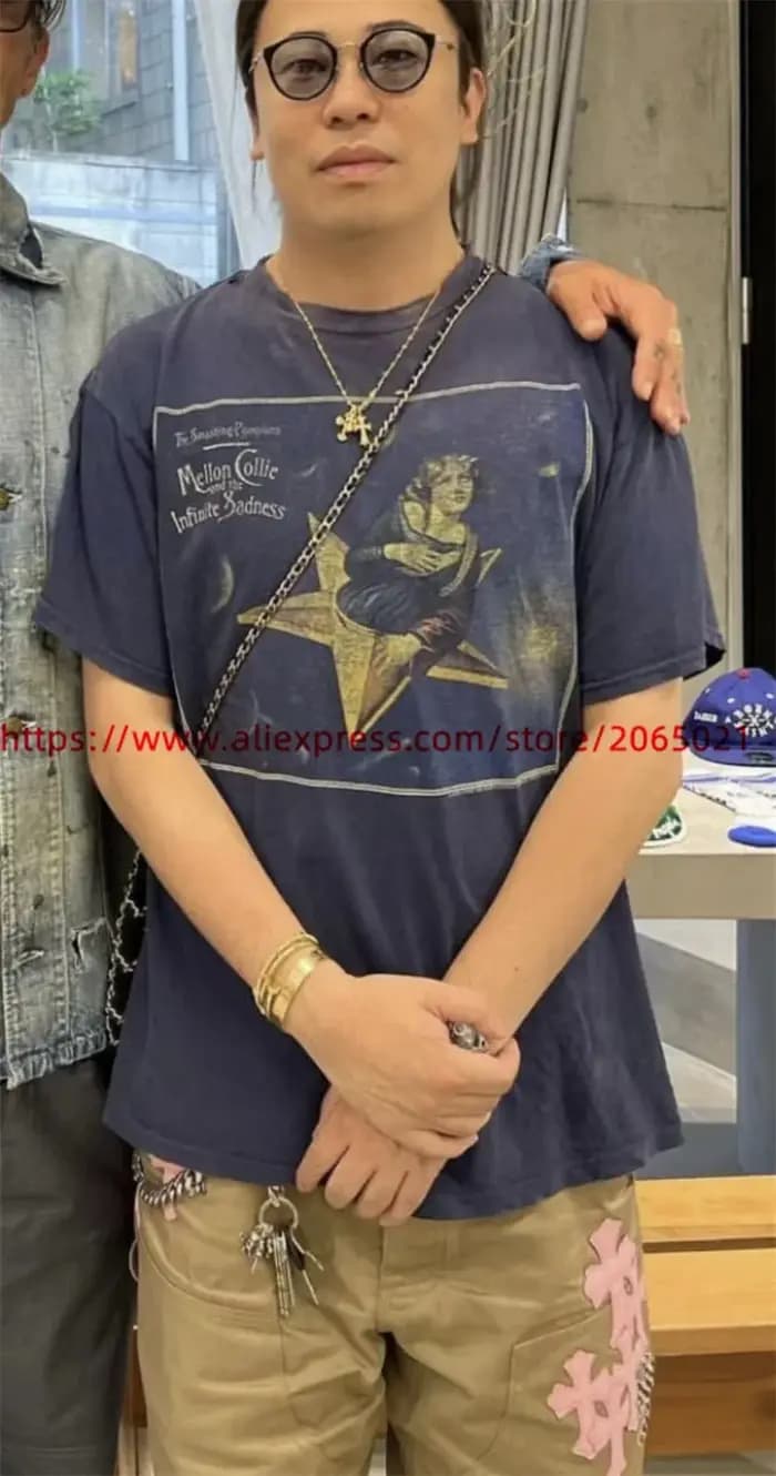 T-Shirt Bleu Délavé Vintage pour Homme et Femme, de Haute Qualité
