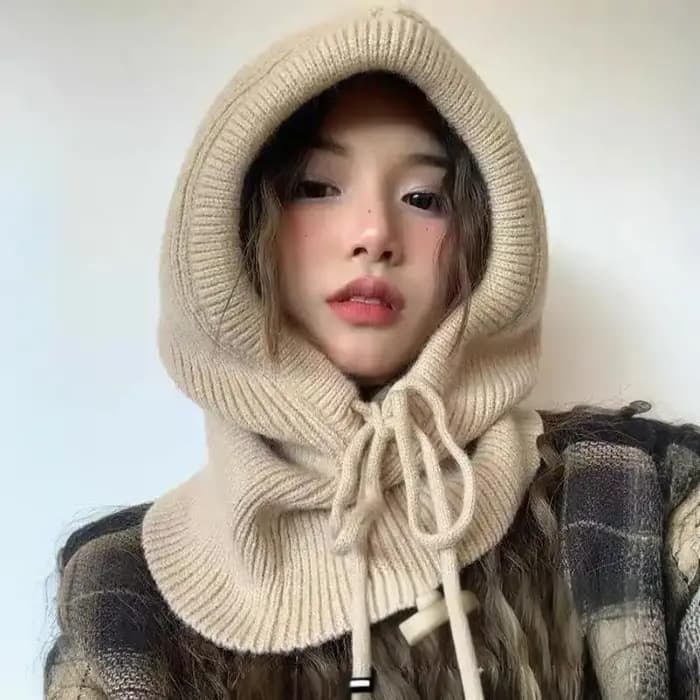 Casquettes à capuche tricotées hiver cagoule chapeaux une pièce col bonnets casquette femmes Style coréen extérieur