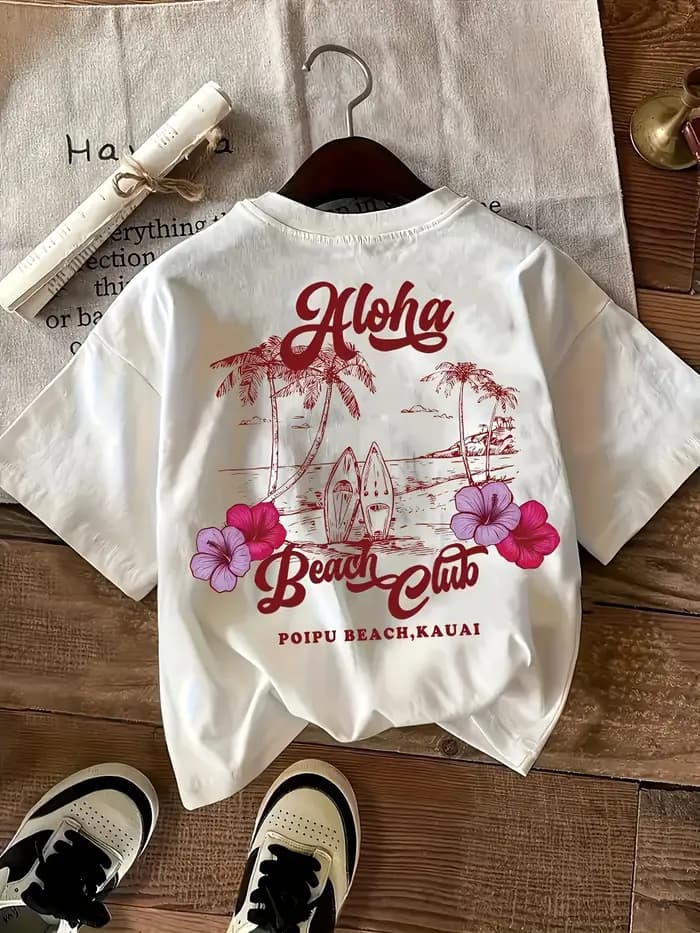 T-shirt à motif graphique Hawaii Aloha Beach Club pour femme