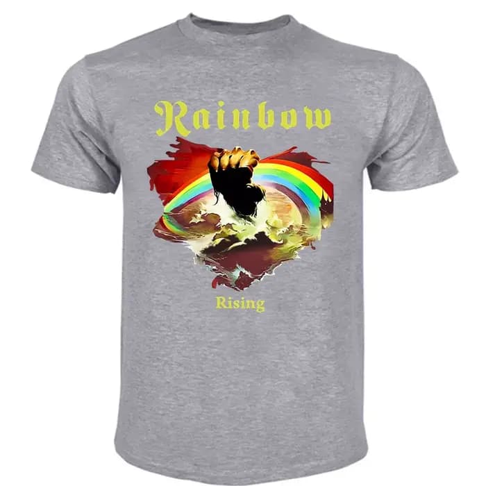 Arc-en-ciel montant groupe de métal lourd surdimensionné T-Shirts drôle hommes vêtements à manches courtes Streetwear grande taille hauts t-shirt