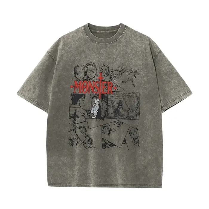 Anime monstre T-Shirts lavé hommes femmes coton Harajuku