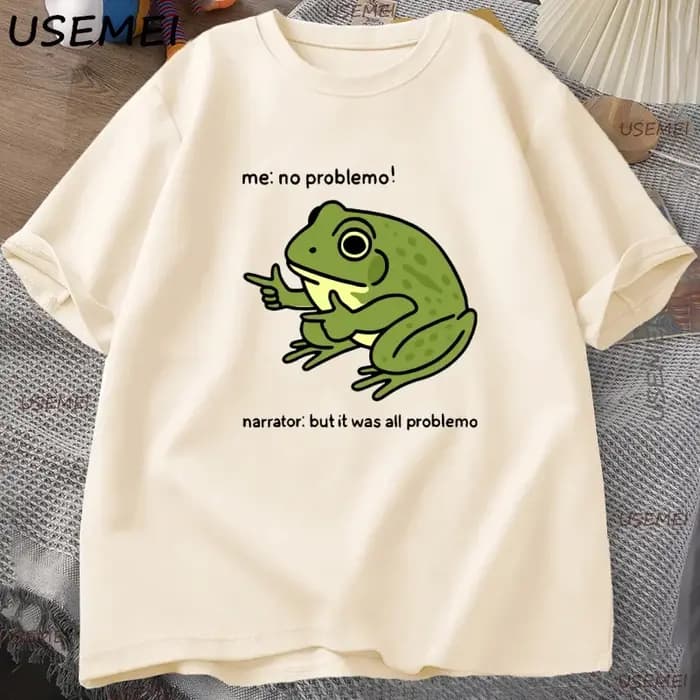 Drôle grenouille Me aucun problème T-shirt graphique t-shirts décontracté col rond coton à manches courtes