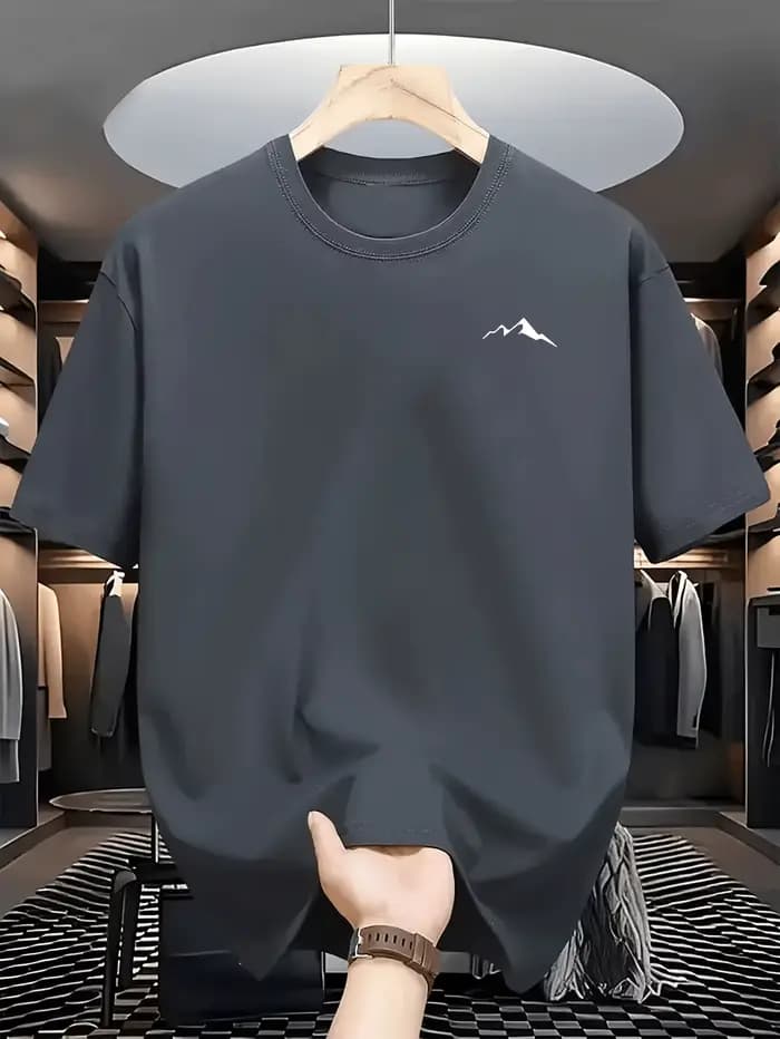 Nouveau T-shirt à col rond au toucher naturel