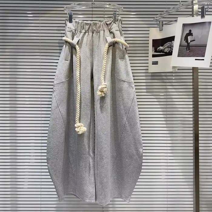 Nouveau pantalon décontracté ample à jambes larges en corde de chanvre tressée personnalisée pour fe