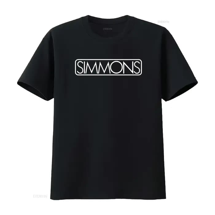 T-shirt SIMMONS Drums disponible en tailles S à XXL, noir et blanc, parfait pour les amateurs de mus
