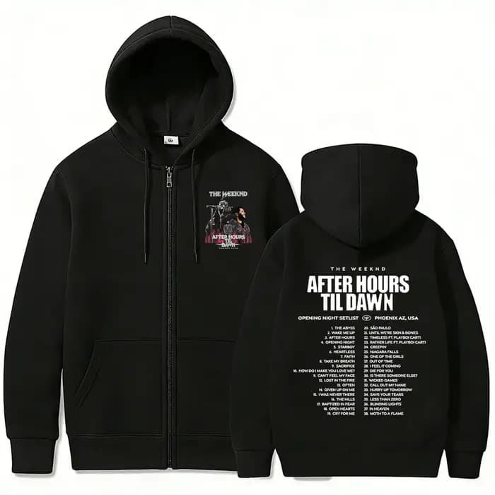 Sweat à capuche zippé Rapper The Weeknd avec Playboi Carti After Hours Til Dawn Tour 2026 pour hommes et femmes