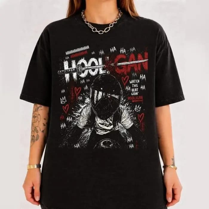 T-shirt surdimensionné à motif motard Rogue, en pur coton, streetwear pour couple, t-shirt surdimens