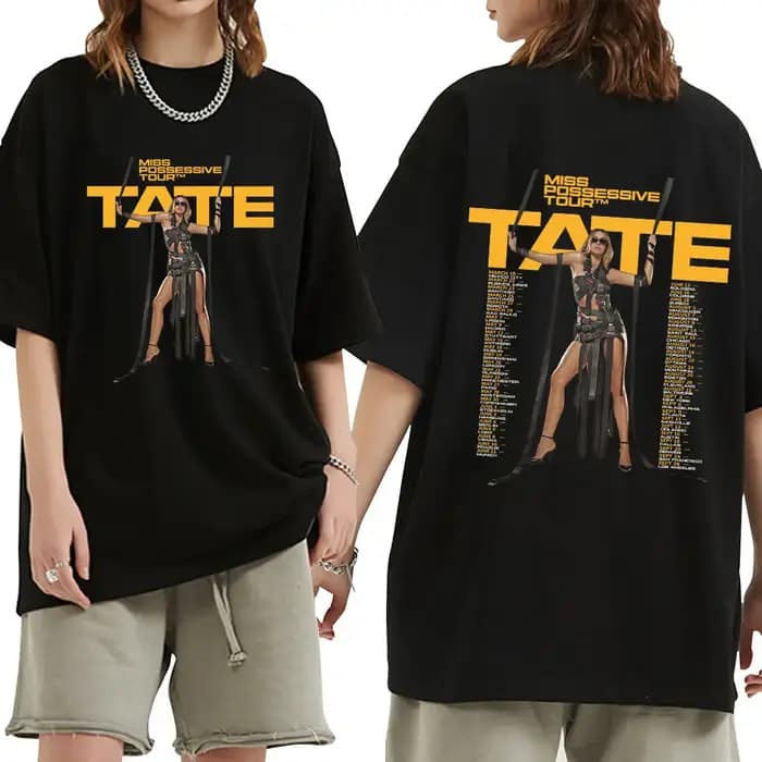 T-shirt manches courtes col rond homme et femme, décontracté, en coton, Tate McRae Miss Possessive T