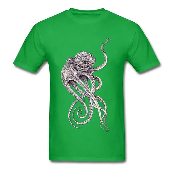 T-shirt à manches courtes imprimé pieuvre rétro pour hommes