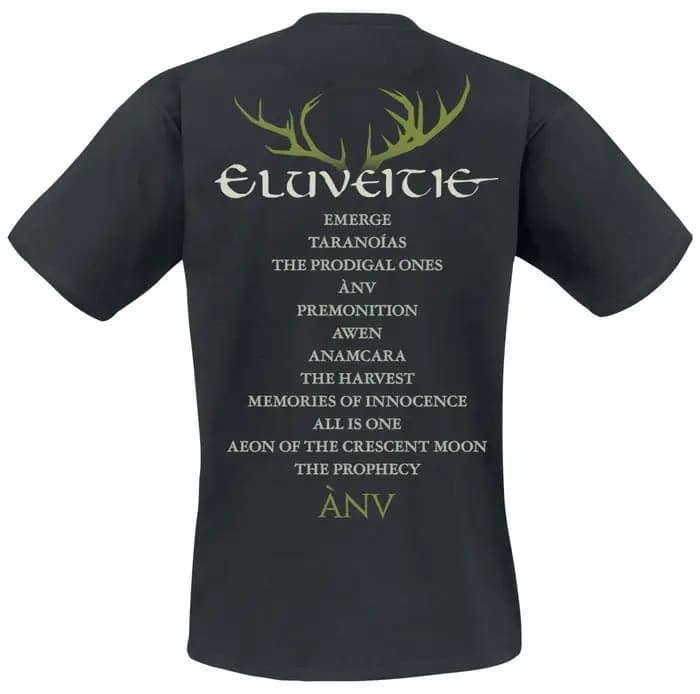 Eluveitie Raven Celtic Ornament Print T-shirt en coton noir pour hommes et femmes Folk Metal unisexe