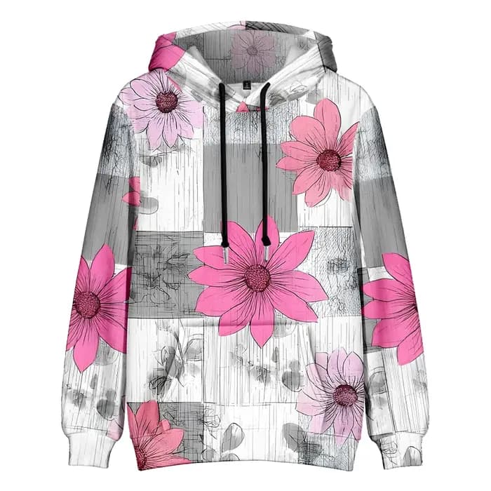 Sweat à capuche imprimé d'art abstrait unisexe aquarelle design botanique couleurs pastel streetwear