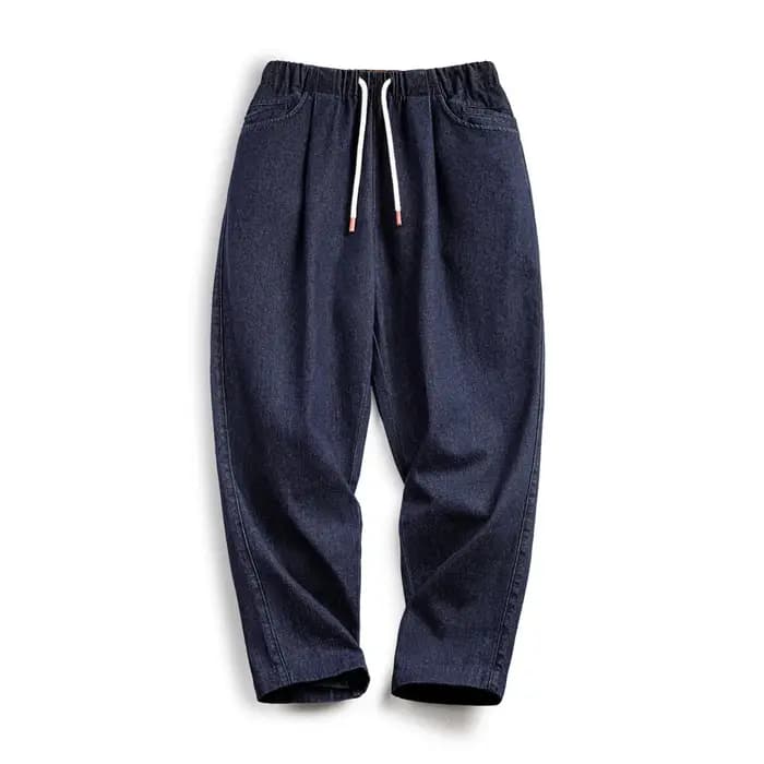 Jeans décontractés Maden 10oz Jogger en denim avec taille élastique et cordon de serrage, pantalon d