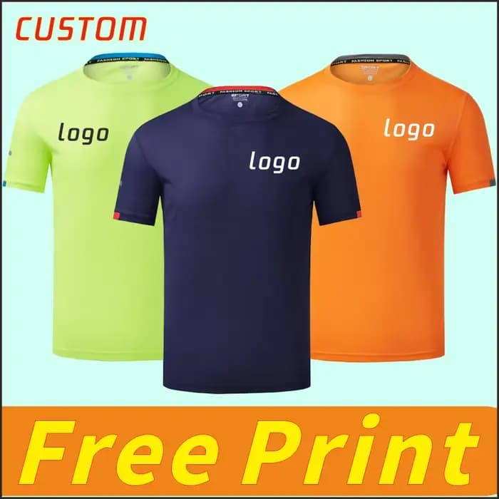 Casual sport t - shirt impression logo vitesse sec respirant stretch été manches courtes broderie personnalisée