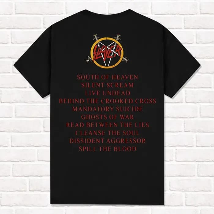T-shirt Slayer Black 2025 South of Heaven 1988 Thrash Metal Heavy