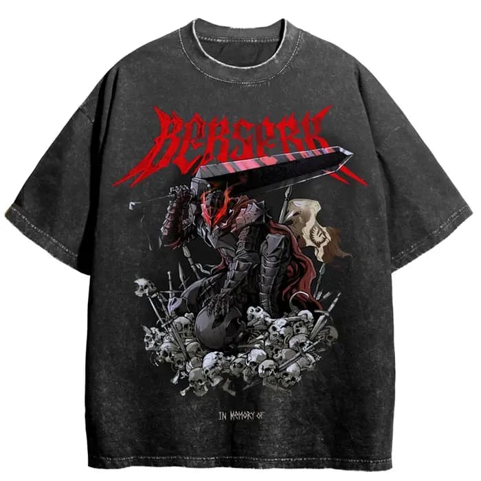 Berserk Guts T-shirt Manga graphique Vintage lavé