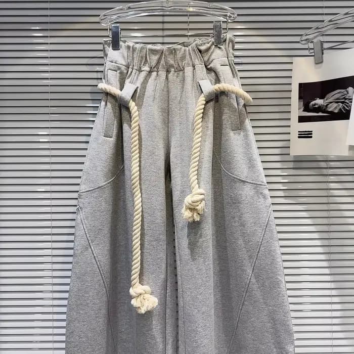 Nouveau pantalon décontracté ample à jambes larges en corde de chanvre tressée personnalisée pour femme 2026
