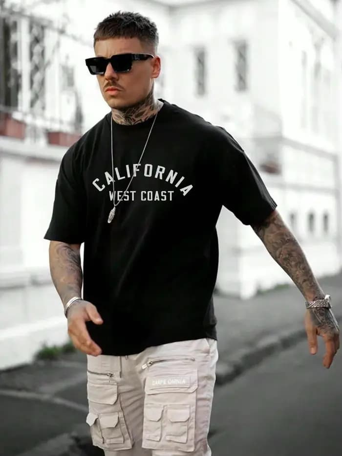 T-Shirt à Manches Courtes en Coton pour Homme